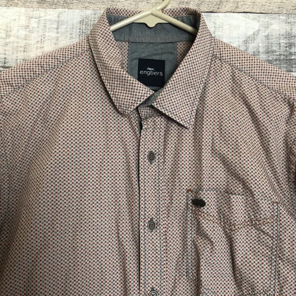 Engbers Button Down Shirt Men’s L (41/42) Long Sleeve Collared Red/Blue - Picture 3 of 13